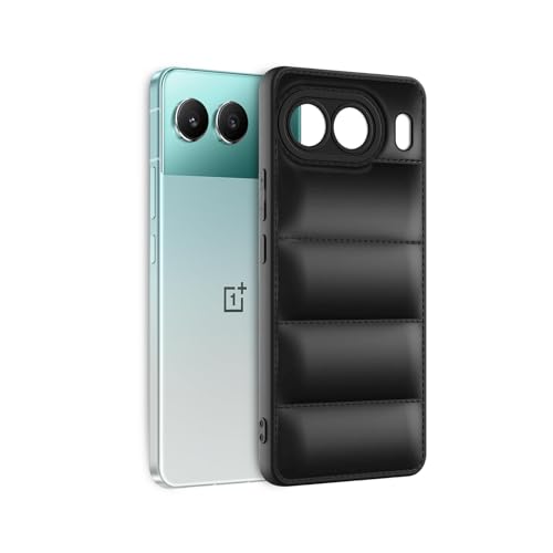 Image of Amazon Brand - Solimo Rubber Puffer Case Camera Protection Soft Back Cover for OnePlus Nord 4 - Black
