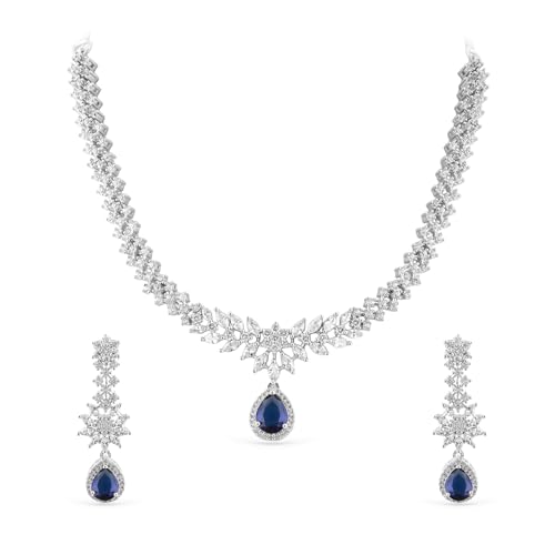 Image of Rubans American Diamond Zirconia Necklace Set Stylish Jewellery Gift for Women & Girls