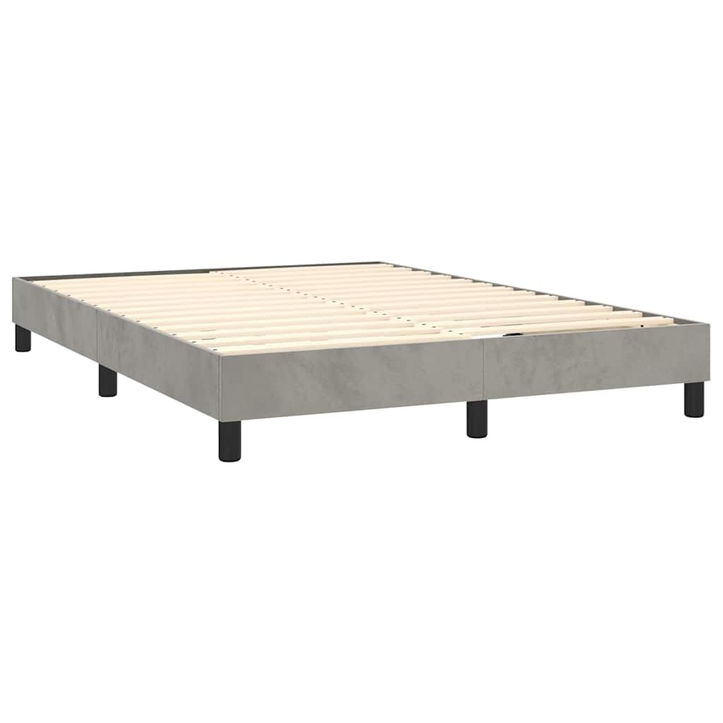 Polsterbett mit Matratze Hellgrau 140x200 cm Samt, Stauraumbett mit höhenverstellbarem Kopfteil, modernes Doppelbett für Schlafzimmer und Jugendzimmer, inklusive Bettgestell und Matratze