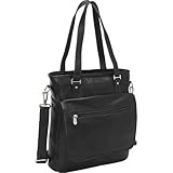 Piel Leather Laptop Tablet Carry-All Tote, Black, One Size
