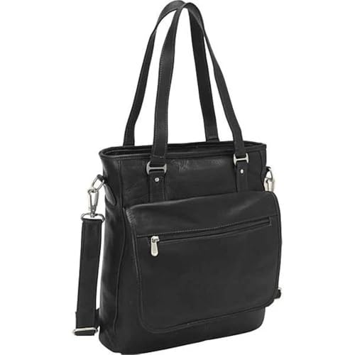 Piel Leather Laptop Tablet Carry-All Tote, Black, One Size