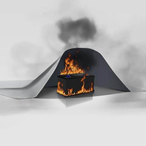 FLASLD Fireproof Lithium Battery Cover, Fastest & Simplest Way to Isolate and Extinguish Small Fires, Fire Blanket for E-Scooter and E-Bike (59×59 inch - Grey)