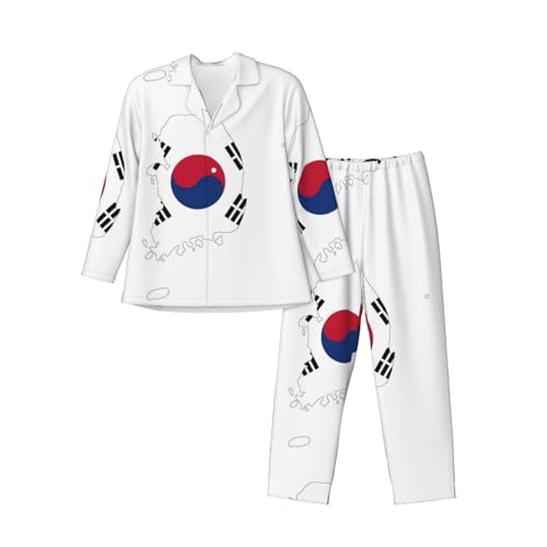 Pyjama République de Corée ensemble de détente col cranté léger et confortable