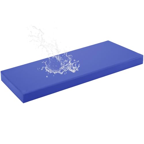 HJZPWB 5 cm de Grosor Colchoneta Banco Jardin Cuero SintéTico Cojines para Bancos de Exterior Desmontable Cojin Banco Exterior Cojines para Banco Colchoneta Banco Jardin,Azul,150x60x5cm