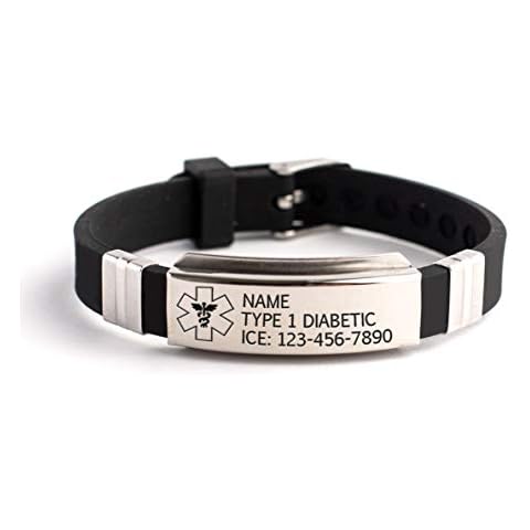 MIA·MIA Personalized Medical Alert Bracelet, Custom Engraved ID emergency awareness jewelry for women, men & kids for diabetes, allergy, epilepsy & medical conditions Cover