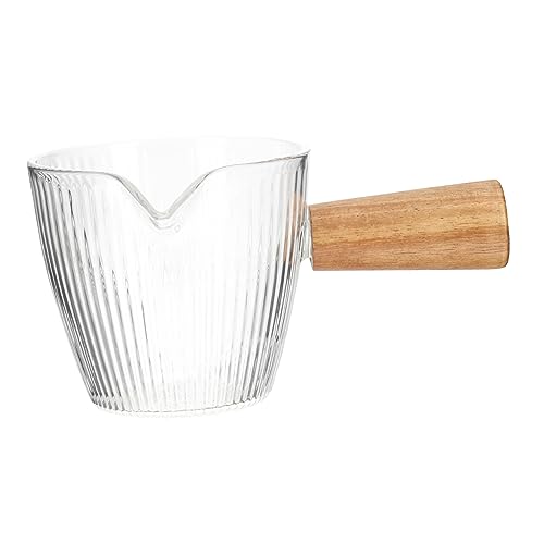 FUNOMOCYA Glass Cream Pitcher De Tea Pourer Machine Coffee Instant Water Jug Sauce Pitcher with Handle Bottles Espresso Cup Pourer Server Heater Carafe Milk Jug Creamer Jugs Lids Syrup Wood