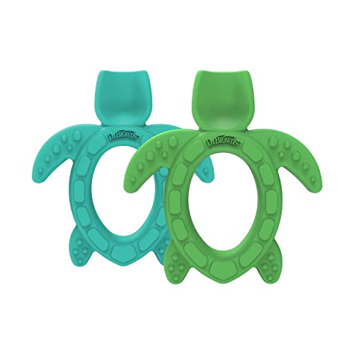 Image of Dr. Brown's Silicone Starter Spoon and Teether for Babies and Infants, Turtles, 2 Pack, 4m+