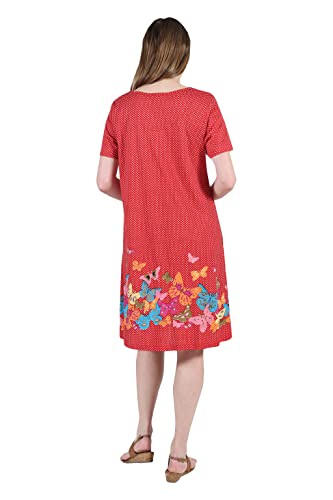 Image of LA CERA Women's Cotton Knit Summer A-Line Dress with Side Pockets