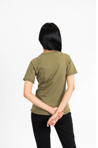 Image of Women French Terry Raglan Crew Neck | 100% Cotton Stylish Casual Comfortable Regular Fit Solid Half Sleeves Round Neck T-Shirt for Women