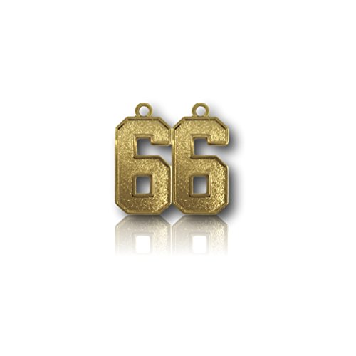 Number 66 Gold Plated Jersey Style Sports Necklace Charm Pendant (0.8