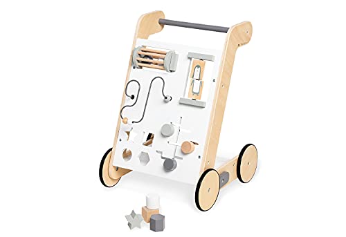 Chariot d'éveil Tino blanc au design scandinave épuré en bois massif