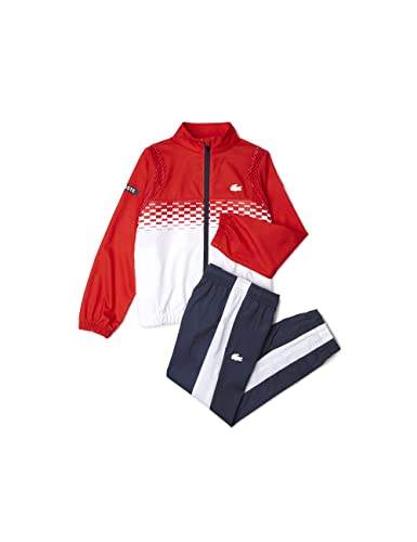 Lacoste-KINDER SPORTANZUG-WJ6045-00, Rot/Weiß/Rot/Weiß/Blau, 4 ans