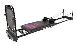 AeroPilates Pilates Reformer Machine 435 Plus, Foldable For Easy Storage, Includes Cardio Rebounder Multiple Cord Options, Fluffy Comfy Hand Grips - B Grade (Black & Pink Floral)