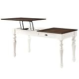Steve Silver Furniture Joanna Lift-Top Desk, Office/Writing/Standing Desk, Single Storage Drawer, Home Office, Farmhouse Design, Study Workstation, 60' W x 28' D x 31' H, Ivory/Brown