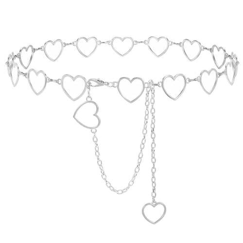 1pcs Silver Chain Belt, Adjustable Waist Jewelry for Jeans, Dresses