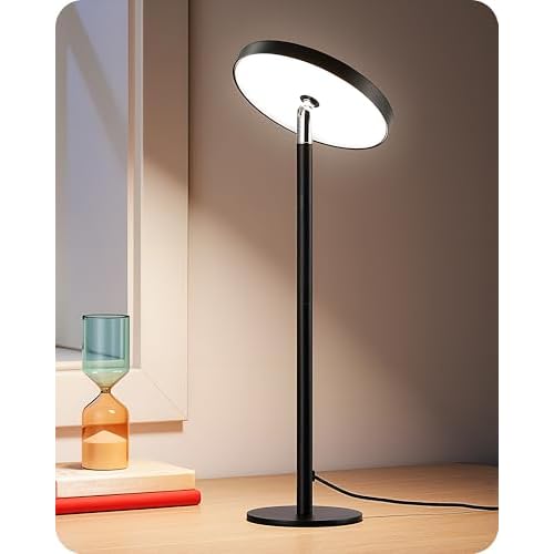 EDISHINE LED Table Lamp with 2 Adjustable Height, 5%-100% Dimmable & 3 Color Temperature, Touch Control, Modern Desk Lamp for Home Office, Living Room, Black