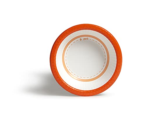 Perk Staples Paper Bowls, 12 Oz, Heavy-Weight Disposable For Everyday Meals, Kitchen, Breakroom, Company Events, 125-Pack, White/Orange - Thumbnail 2