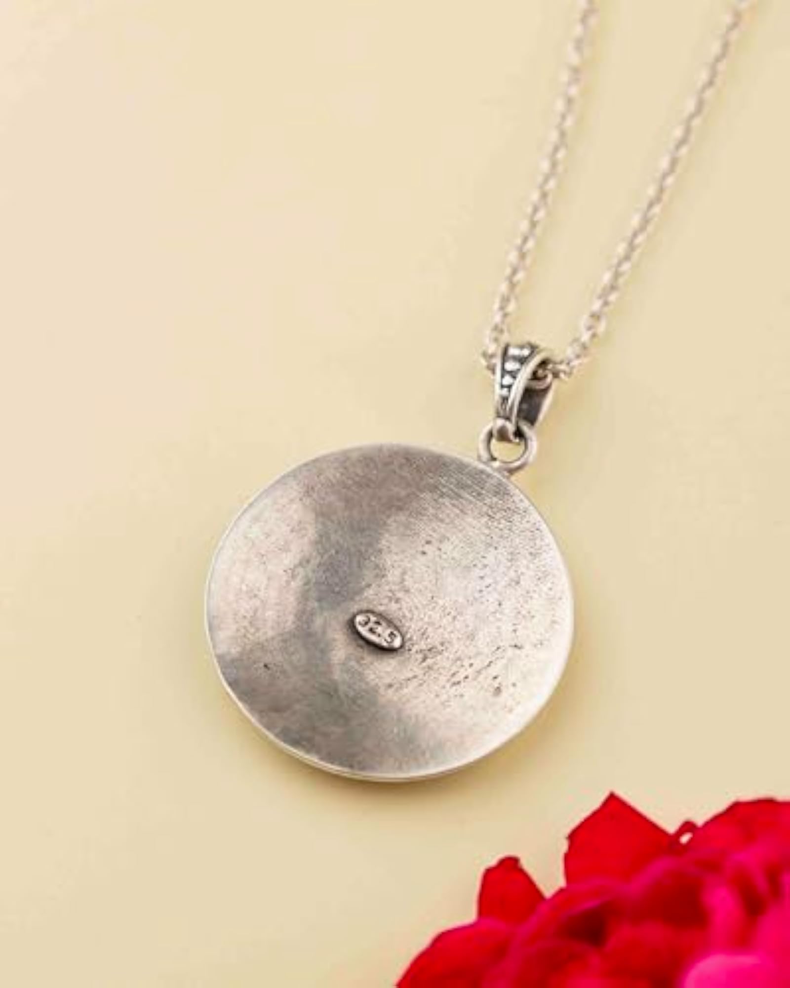 Women's Silver Chain Necklace with Durga Maa Mantra Pendant
