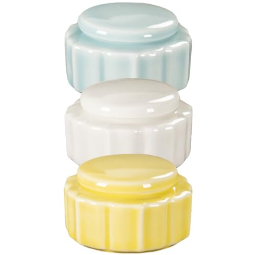 CHILDWEET 3 Envases de Cerámica Redondos Paquete de 3 Unidades Envases Portátiles y Dispensadores Facial para para Bálsamo Labial y Brillo de Labios