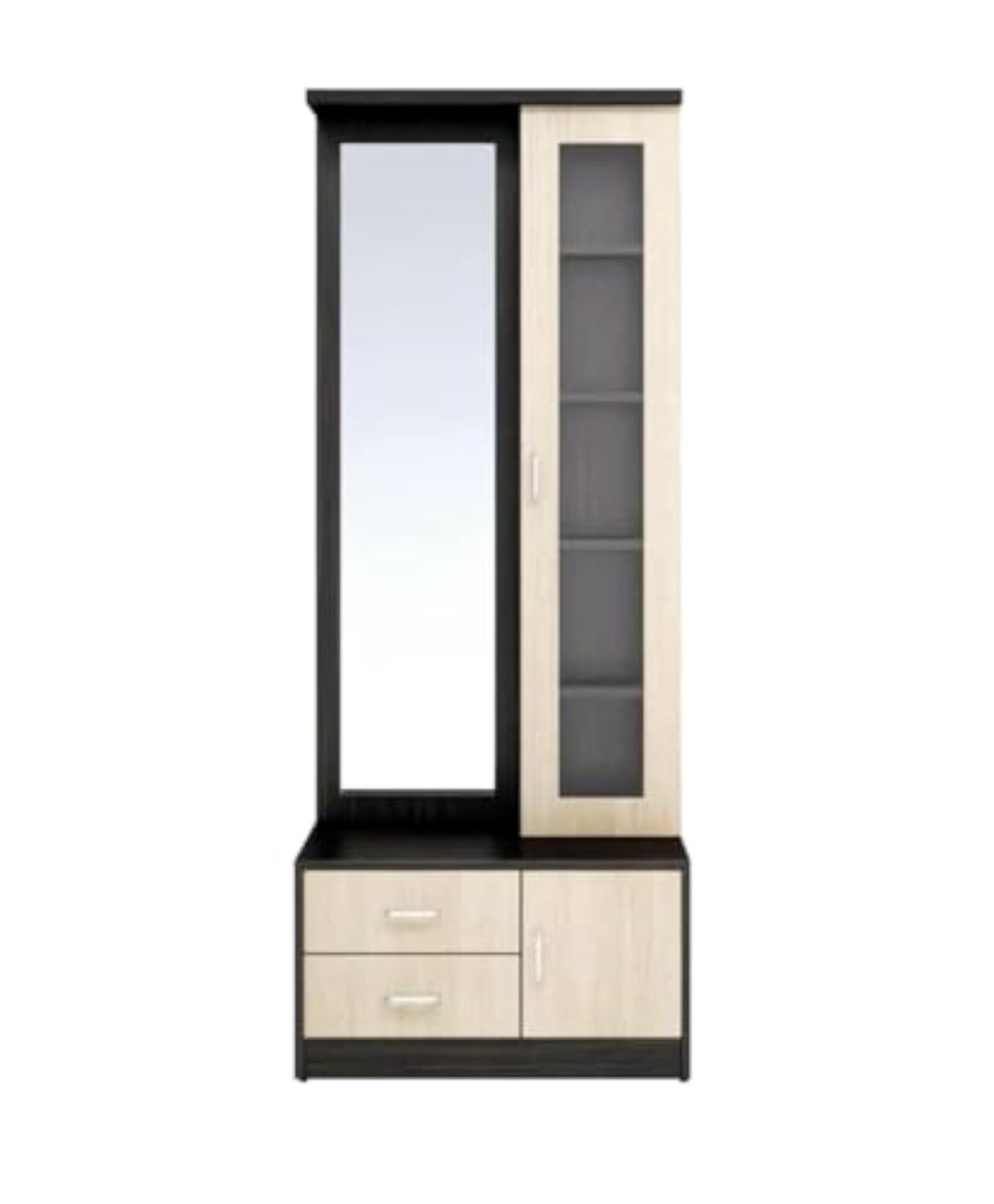 Engineered Wood Dressing Table With Mirror And Storage, Brown
