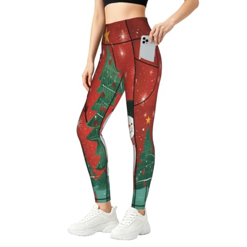 Pantalones de yoga navideños con bolsillos leggings deportivos opacos