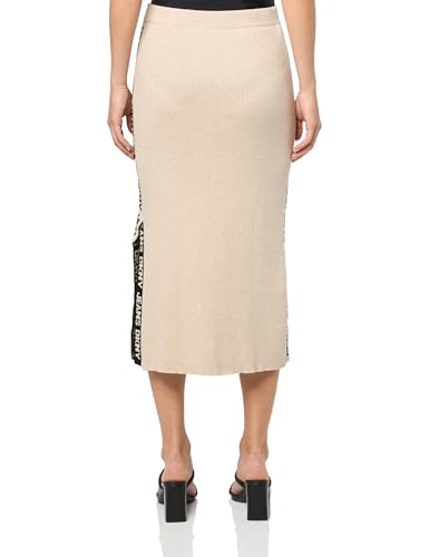 DKNY Women's Midi Logo Ribbed Jeans Skirt2