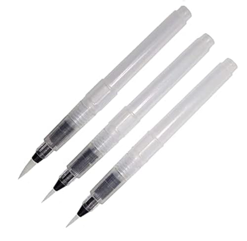 Refillable Water Colour Paint Pen Set – 3 Sizes with Fibre Hair Brush Tips - Ideal for Beginners and Professionals, Perfect for Watercolour Paint Soft Painting Calligraphy Reusable Soft Pens