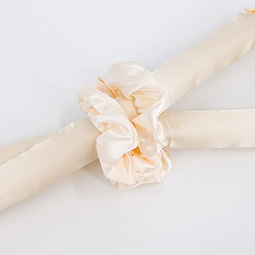 Time to Sparkle 1 SET New Hair Curlers With two ties and two duckbill clips to Sleep In Naturally and No Damage Heatless Curler for Long and Medium Beige - Image 3