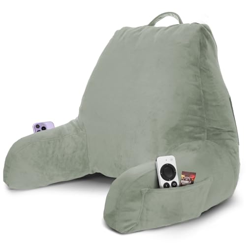 Image of Nestl Reading Pillow with Shredded Memory Foam, Designed for Sitting Up in Bed and Couch, Back and Arms Adjustable Support for Adult & Teens Backrest Pillows for Reading with Washable Cover Sage Green