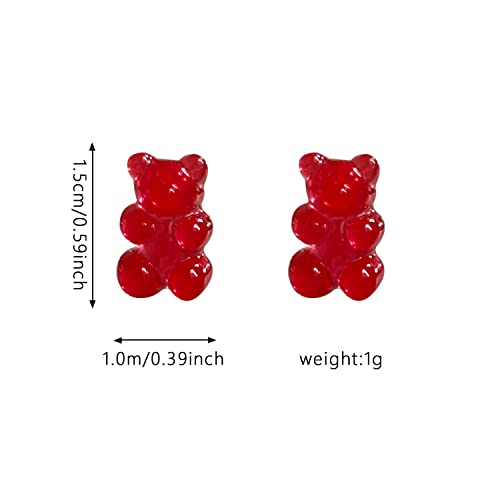 Yunxi 9 Pairs Colorful Resin Sweet Candy Gummy Bear Stud Dangle Earrings Funny Transparent Candy Color Bear Stud Earrings Gift For Women Girls Set (9 Pairs- Multi) #TOP3