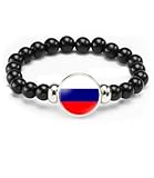 vmcoatdu Russia Flag Bracelet Elastic Rope Beaded Bracelet Support Your Country Travel Souvenir Gifts for Men Women (Russia)