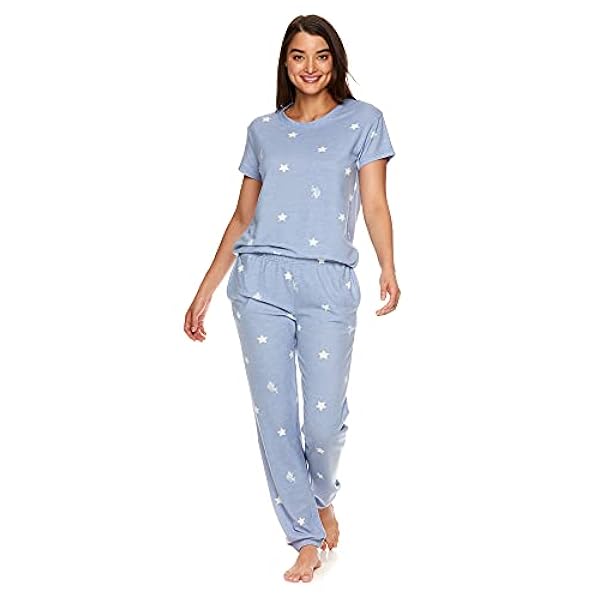 U.S. Polo Assn. Conjunto de ropa de dormir para mujer de manga corta y pantalones de pijama ajustados