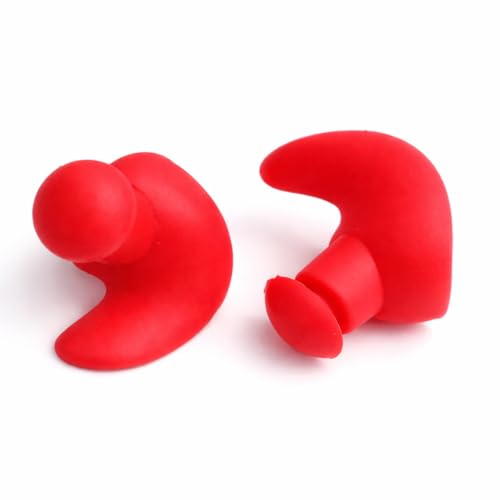 Image of James HealthPlus 1 Pair Earplugs Waterproof Soft Silicone Portable Ear Plugs for Water Sports Swimming with Storage Box (Red)
