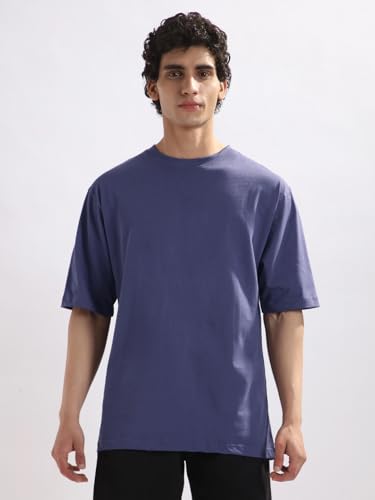 Image of Nobero 100% Cotton Oversized T Shirts for Men Stylish | Oversized Fit | Solid T Shirts for Men 180 GSM Combed Cotton | Round Neck Half Sleeve