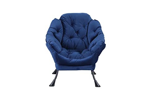 Jomol Living Room Chairs Modern Cotton Fabric Lazy Chair, Accent Contemporary Lounge Chair, Single Steel Frame Leisure Sofa Chair With Armrests And A Side Pocket (Blue) #TOP3