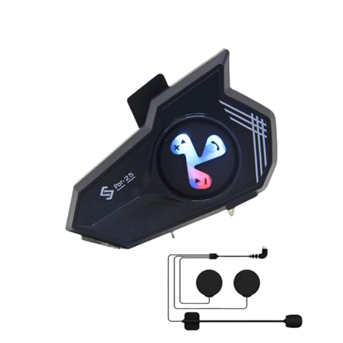 Kit Intercom pour Casque Moto,Système De Communication sans Fil - Écouteurs avec Lumière Colorée, Imperméables, Assistant Vocal, Réduction De Bruit pour...