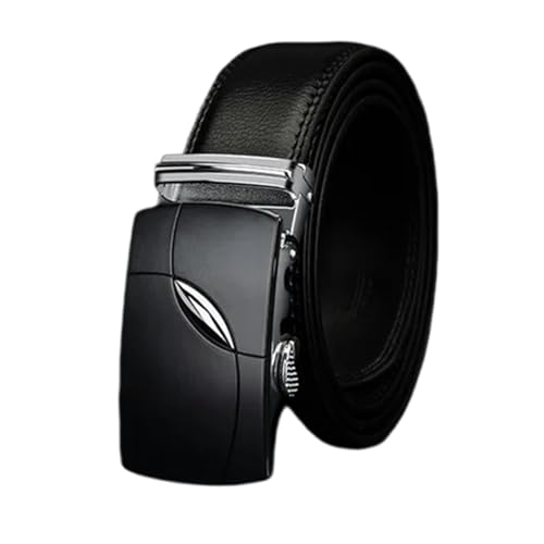 Ceinture en cuir pour hommes avec boucle automatique alliage noir