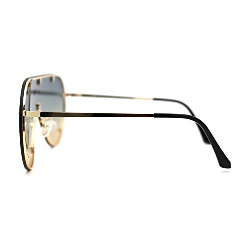 Metal Stud Brow Line Flat Top Rimless Shield Racer Sunglasses3