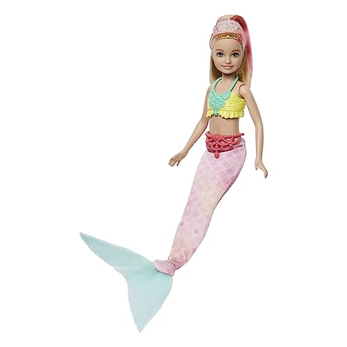 Barbie Mermaid Power Stacie Muñeca Morena con Disfraz de Sirena, Accesorios de Moda y Mascota Mariposa, Juguete de Regalo +3 años (Mattel HHG56)