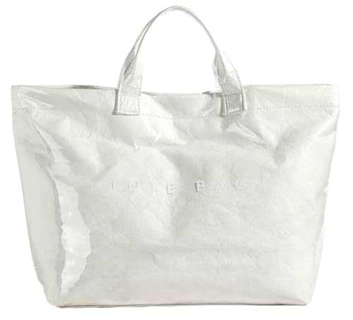Image of Caistre Women's PVC Tote Handbags Shoulder Bag Winter Fall Fashion Kraft Paper Tote Bag Y2K Large Shopping Bag