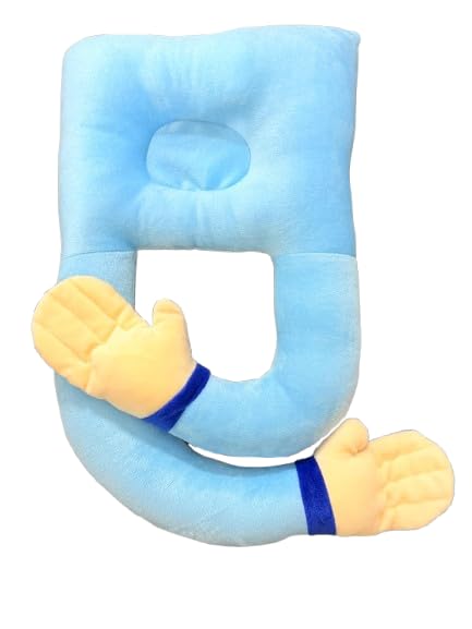 Pillow with Ergonomic U-Shaped Design, Blue Plush with Arms, Head Hole for Comfortable Sleeping-image-36