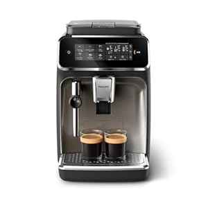 PHILIPS 3300 Series Fully Automatic Espresso Machine with integrated milk frother and grinder, 5 Hot & Iced Coffee Pre-Sets, 40% Quieter SilentBrew, 15-Bar Pressure, Glossy Black (EP3326/90)