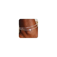Silver-Layered Heart Anklet
