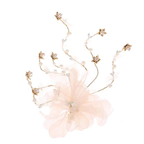 Spitze Blumen Faux Pearl Kopfbedeckung Braut Hochzeitsfeier Ornament Haarnadel Haarschmuck Rosa Cover