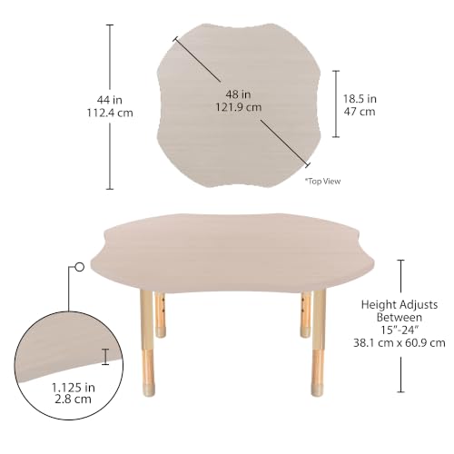 Image of 48 inch x 48 inch Clover Kids Classroom Table with Adjustable Chunky Wood Legs