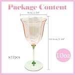 12 Packs Flower-Shaped Wine Glasses 10oz Floral Tulip Champagne Coupe Glasses Detachable 3-Part Unbreakable Dessert Parfait Drinking Cups Pink Bowl Green Stem for Wedding Birthday Bridal Shower