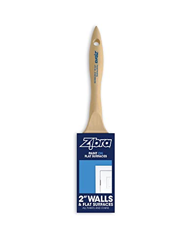 Image of Zibra Flat Paint Brush for Top Coats, Flat Surfaces, Walls and Doors, 2-inch, Comfort Handle, for All Paints and Stains