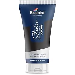 BLUEBIRD Studio Acrylic Paint Tube - Black 6.76 Fl Oz / 200ML - Non Toxic, Rich Pigments for Painters, Adults & Kids, Ideal for Canvas, Wood, Clay, & Ceramic Crafts