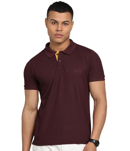 Image of INKKR Men Solid Polo Neck Cotton Blend Collar T-Shirt