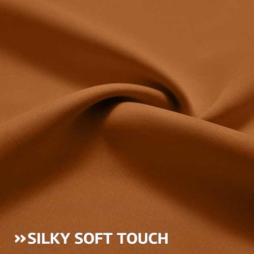 Image of COSVIYA Grommet Room Darkening Brunt Orange Curtains 72 inch Length | Thick Polyester Blackout Light Blocking Insulated Thermal Curtain Drapes for Bedroom /Living Room,2 Panels,52x72 inches